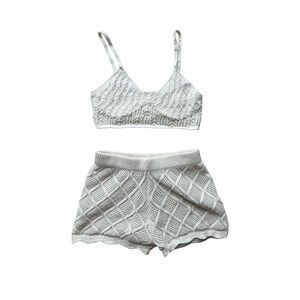 NWT! Ivory White Chenille Crochet ZARA Bralette & Shorts Set